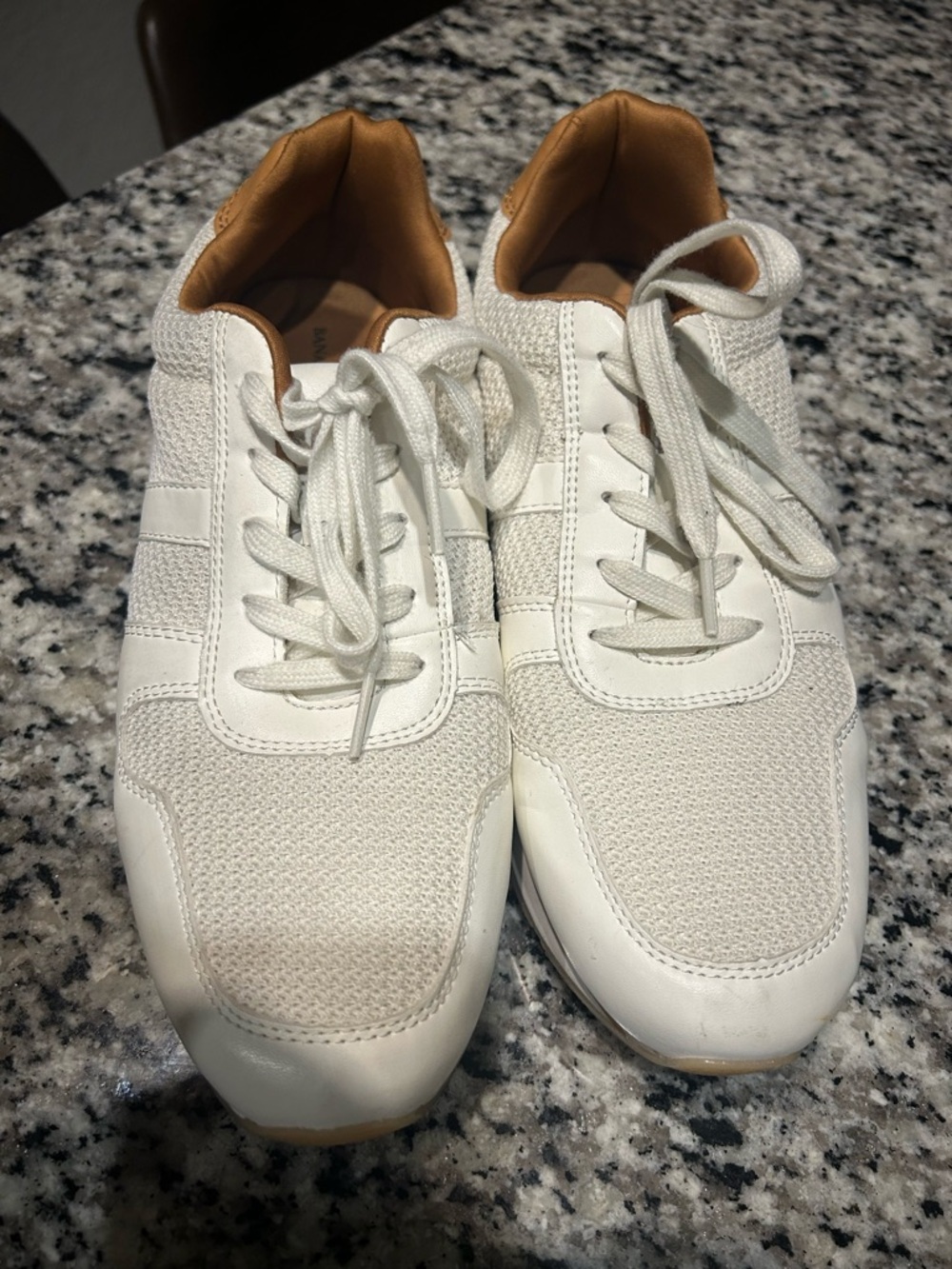 Womens Casual White Knit Lace-Up Sneakers